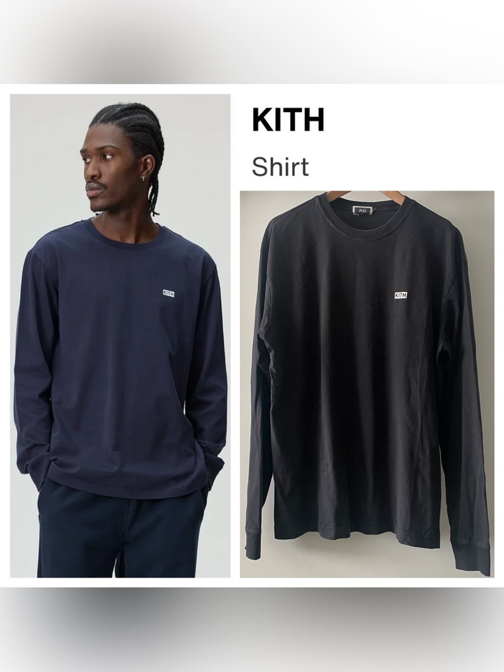 KITH Mens Black Long Sleeve LAX Logo Tee